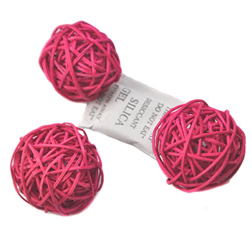 10 Stück Natur Wicker Rattan Kugeln Tischschmuck Hochzeit Party zum Aufhängen Wobble Ball Weihnachten Deko 4cm Rose Rot von Ougual