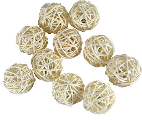 10 Stück Natur Wicker Rattan Kugeln Tischschmuck Hochzeit Party zum Aufhängen Wobble Ball Weihnachten Deko 4cm Weiß von Ougual