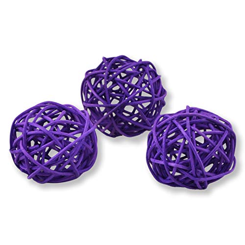 10 Stück Natur Wicker Rattan Kugeln Tischschmuck Hochzeit Party zum Aufhängen Wobble Ball Weihnachten Deko 5cm Dunkellila von Ougual