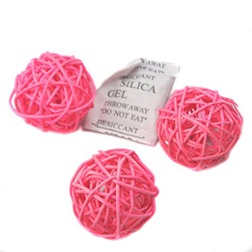 10 Stück Natur Wicker Rattan Kugeln Tischschmuck Hochzeit Party zum Aufhängen Wobble Ball Weihnachten Deko 5cm Rosa von Ougual