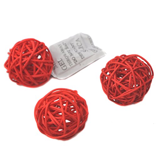 10 Stück Natur Wicker Rattan Kugeln Tischschmuck Hochzeit Party zum Aufhängen Wobble Ball Weihnachten Deko 5cm Rot von Ougual