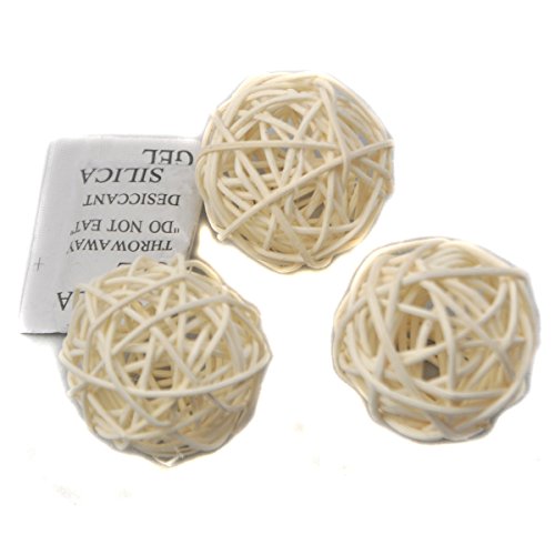 10 Stück Natur Wicker Rattan Kugeln Tischschmuck Hochzeit Party zum Aufhängen Wobble Ball Weihnachten Deko 5cm Weiß von Ougual