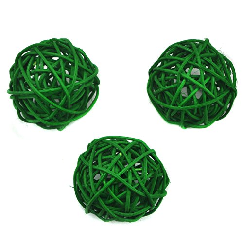 10 Stück Natur Wicker Rattan Kugeln Tischschmuck Hochzeit Party zum Aufhängen Wobble Ball Weihnachten Deko 6cm Gras-Grün von Ougual