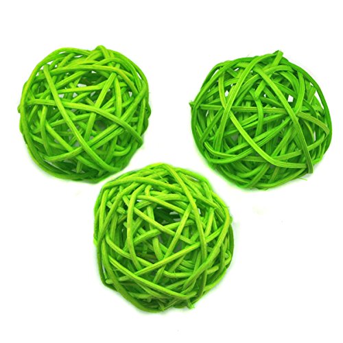 10 Stück Natur Wicker Rattan Kugeln Tischschmuck Hochzeit Party zum Aufhängen Wobble Ball Weihnachten Deko 6cm Grün von Ougual