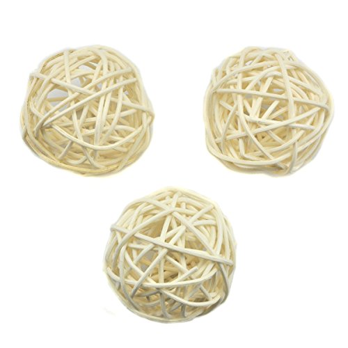 10 Stück Natur Wicker Rattan Kugeln Tischschmuck Hochzeit Party zum Aufhängen Wobble Ball Weihnachten Deko 6cm Weiß von Ougual