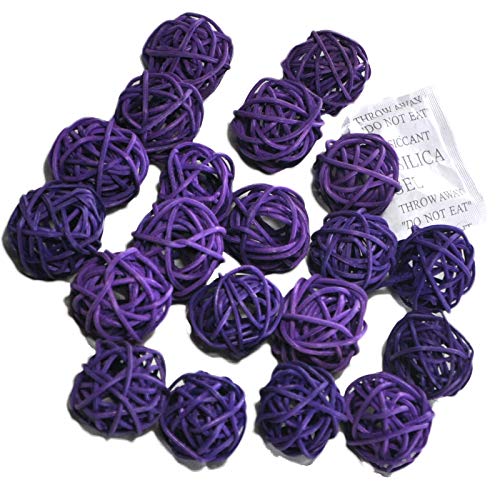 20 Stück Natur Wicker Rattan Kugeln Tischschmuck Hochzeit Party zum Aufhängen Wobble Ball Weihnachten Deko 3cm Dunkellila von Ougual