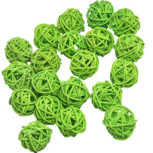 20 Stück Natur Wicker Rattan Kugeln Tischschmuck Hochzeit Party zum Aufhängen Wobble Ball Weihnachten Deko 3cm Grün von Ougual