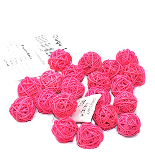 20 Stück Natur Wicker Rattan Kugeln Tischschmuck Hochzeit Party zum Aufhängen Wobble Ball Weihnachten Deko 3cm Rosa von Ougual