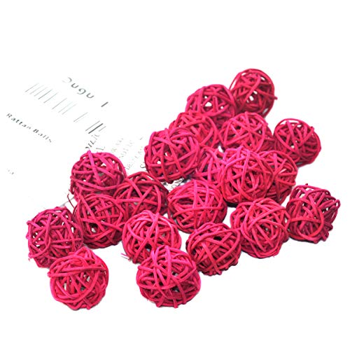 20 Stück Natur Wicker Rattan Kugeln Tischschmuck Hochzeit Party zum Aufhängen Wobble Ball Weihnachten Deko 3cm Rose Rot von Ougual