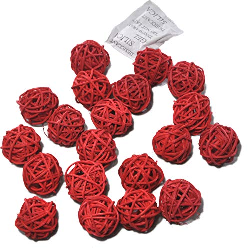 20 Stück Natur Wicker Rattan Kugeln Tischschmuck Hochzeit Party zum Aufhängen Wobble Ball Weihnachten Deko 3cm Rot von Ougual