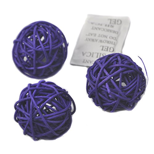 6 Stück Natur Wicker Rattan Kugeln Tischschmuck Hochzeit Party zum Aufhängen Wobble Ball Weihnachten Deko 8cm Dunkellila von Ougual