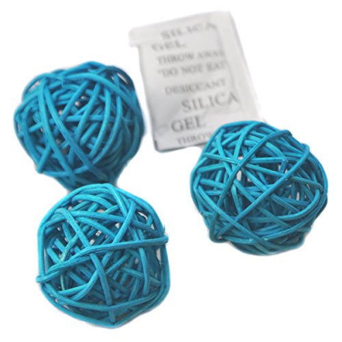 6 Stück Natur Wicker Rattan Kugeln Tischschmuck Hochzeit Party zum Aufhängen Wobble Ball Weihnachten Deko 8cm Himmelblau von Ougual