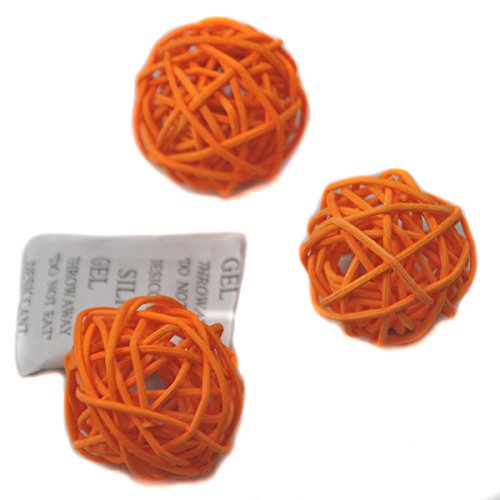 6 Stück Natur Wicker Rattan Kugeln Tischschmuck Hochzeit Party zum Aufhängen Wobble Ball Weihnachten Deko 8cm Orange von Ougual