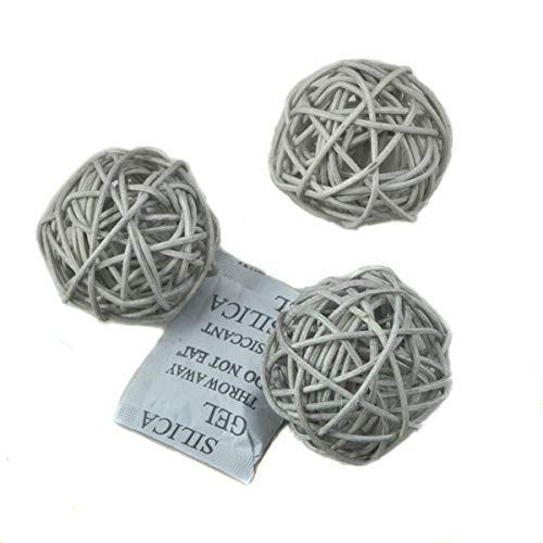 Ougual Set mit 10 Rattan-Kugeln für Tisch, Hochzeit, Party, Weihnachten, Dekoration (Durchmesser 5,1 cm, grau) von Ougual