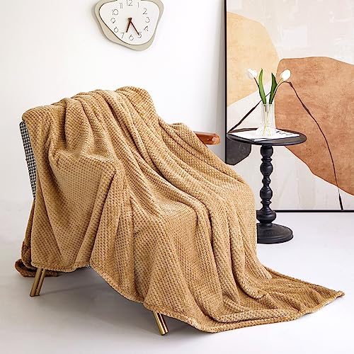 Ouinne Kuscheldecke 150x200 cm Flauschig Decke Fleecedecke Sofadecke, Wohndecke Warm aus Mikrofaser, Decke Couch Blanket, Sofa überwurfdecke Camel von Ouinne