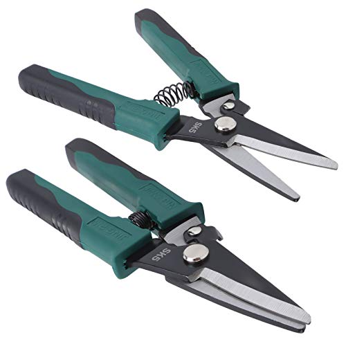 Ouitble Blechschere Set Gerader 2 Stück Stahl Blech Metallschere 200mm mit Gummierte Griffe und Frühling für Robustes Metall Kunststoff von Ouitble