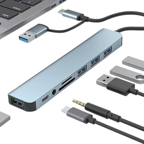 Ouitble USB C -Dockingstation 8 in 1 USB 3.0 Hub Multiport -Adapter mit Multifunktionalem Kartenleser Typ C Schnelle Datenübertragung mit Kartensteckplatz für Telefontablette Ouitble USB C -Dockingstation 8 in 1 USB 3.0 Hub Multiport -Adapter mit Multifunktionalem Kartenleser Typ C Schnelle Datenübertragung mit Kartensteckplatz für Telefontablette von Ouitble
