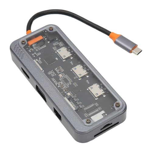 Ouitble USB C Hub 8 in 1/10 in 1 Multiport -Adapter -Docking -Station PD Lading USB 3.0 2.0 RJ45 Network Transparent Housing für Laptop (10 in 1 100m Netzwerkport) von Ouitble