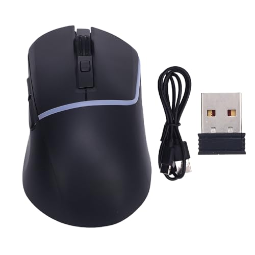 Ouitble Wireless RGB Gaming Maus 2,4 G BT5.3 Kabelgebundene Optische Maus mit 3 Modi 6 Programmierbare Tasten 7200 DPI USB -Empfänger Ergonomische Mäuse für PC -Laptop -Tablette (Schwarz) von Ouitble