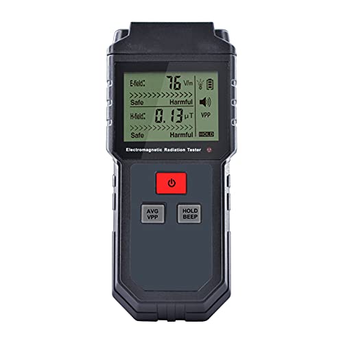 ET825 Tragbarer elektromagnetischer Strahlungstester, ABS Tragbares elektromagnetisches Handmessgerät mit digitaler LCD-Anzeige EMF-Detektor für Hausinspektionen im Freien von Ouitble