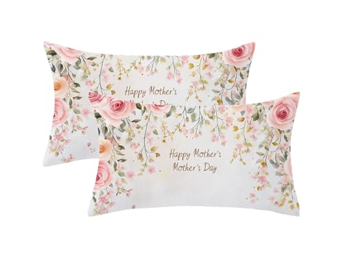 Kissenbezug 40x70 Weiß 2er Set, Outdoor Kissen Wetterfest Samt, Blume Muster Kissenhüllen mit Unsichtbarem Reißverschluss, Sommer Dekokissen für Outdoor Deko Garten, Geschenke für Frauen,Model1094 von Oujkeef