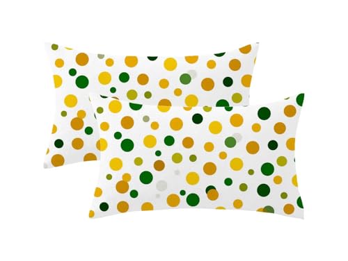 Kissenbezug 50x60 2er Set, Gelb Kissenbezug Grün Muster mit Unsichtbarem Reißverschluss, Doppelseitig Samt Frühlingsdekokissen für Sofa Schlafzimmer Deko Wohnzimmer, Geschenke für Frauen,Model1107 von Oujkeef