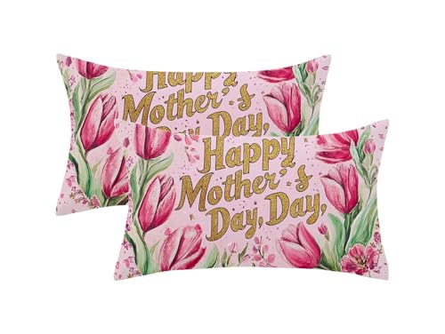 Kissenbezug 50x70 2er Set, Rosa Kissenbezug Tulpe Muster mit Unsichtbarem Reißverschluss, Doppelseitig Samt Frühlingsdekokissen für Sofa Schlafzimmer Deko Wohnzimmer, Geschenke für Frauen,Model1119 von Oujkeef