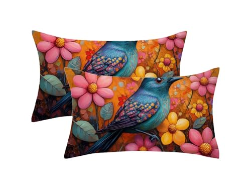 Kissenbezug 60x80 Rosa 2er Set, Outdoor Kissen Wetterfest Samt, Tier Muster Kissenhüllen mit Unsichtbarem Reißverschluss, Sommer Dekokissen für Outdoor Deko Garten, Geschenke für Frauen,Model1031 von Oujkeef