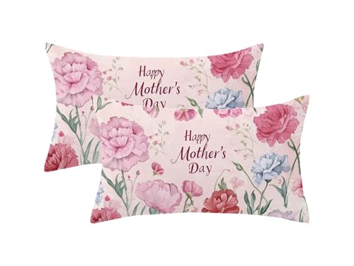 Kissenbezug 60x90 2er Set,Altrosa Kissenbezug Blume Muster mit Unsichtbarem Reißverschluss,Doppelseitig Leinen Frühlingsdekokissen für Sofa Schlafzimmer Deko Wohnzimmer,Geschenke für Frauen,Model1017 von Oujkeef