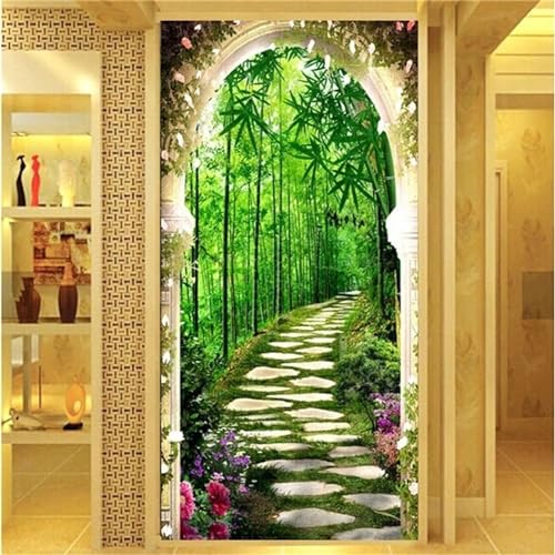 Oujkeef Diamond Painting,Bambusstraßenwald Diamant Kunst Handwerk Bild Kit,Leinwand Kreuzstich Stickerei Diamond Painting Zubehör für Geschenke,Erwachsene,Wand Und Eingang Dekoration 50x150cm-s169 von Oujkeef