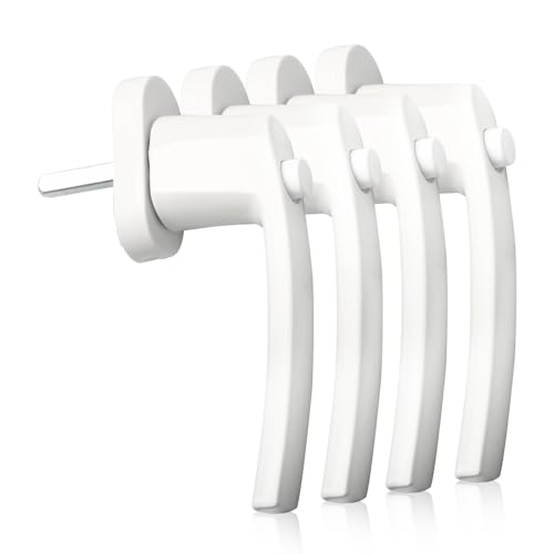 4 Stück Fenstergriffe mit Kindersicherung – Weißer Aluminium Fenstergriff mit Druckknopf 35mm Stift für Fenster Terrassentüren und Balkontüren robust sicher von OulQinyhome