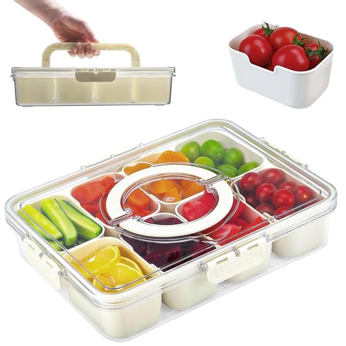 OulQinyhome Snackbox mit 8 Fächern – Snackteller mit Deckel und Griff – Unterteilte Aufbewahrungsdose für Süßigkeiten Obst Nüsse Kekse – Perfekt für Zuhause Party Reise OulQinyhome Snackbox mit 8 Fächern – Snackteller mit Deckel und Griff – Unterteilte Aufbewahrungsdose für Süßigkeiten Obst Nüsse Kekse – Perfekt für Zuhause Party Reise von OulQinyhome