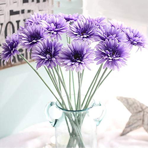 Oulensy 10 Bundles Lila Gerbera Blumengesteck Silk Blumen Hohe Simulation African Sunflower Raum-verzierungs Künstliche Blumen von Oulensy