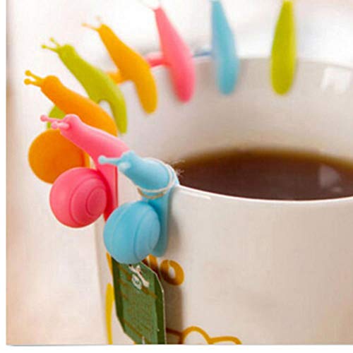 Oulensy 10Pcs / Lot Nette Schnecke-Form-Silikon-Tee-Beutel-Halter-Schalen-Becher-Süßigkeit-Farben-Geschenk-Set Guter Tee Werkzeuge zufällige Farbe von Oulensy