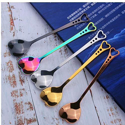 Oulensy 5Pcs Herzform-Edelstahl-Kaffeelöffel Eiscreme-Löffel Honig Löffel Küche Löffel von WEIPAI