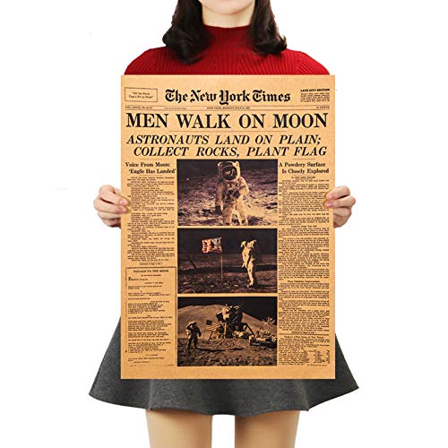 Oulensy Apollo 11 Mondlandung New York Times Vintage Poster Kraft PaperKids Raumdekoration Wandaufkleber 51 * 35.5cm von Oulensy