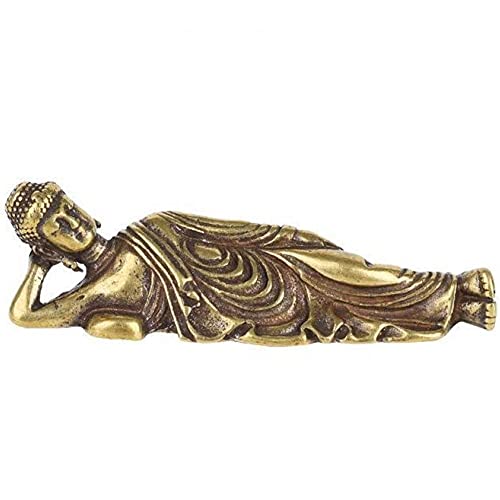 Oulensy Messing Mini Retro Reclining Buddha-dekor-Statue Figuren Skulptur Sammler Kleiner Buddha von Oulensy