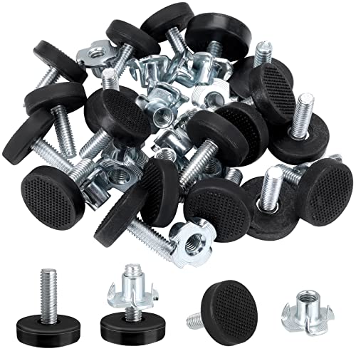 Ouligay 16Pcs Möbelfüße Verstellbar Regulierschraube Justierschraube Nivellierfüße Verstellschraube Stellfüße mit Einschlagmutter M6 Ø 21mm Sockel Höhenverstellbar für Tischbeine Schrankbeine Sofa von Ouligay