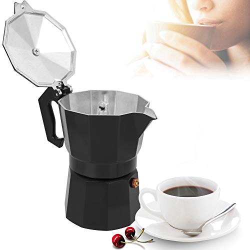 150ml Kaffeekanne Espressokocher Aluminium für 3 Tassen Moka Kaffeekanne Premium Herd Espressomaschine für das Home Office(Schwarz) von Oumefar