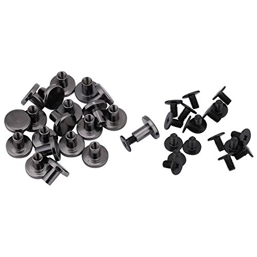 20 PCS Kupfer Flachkopfnieten Messing Flachkopfriemen Nieten + Schwarze Schraube 5mm 8mm Leder Bastelzubehör(8mm) von Oumefar