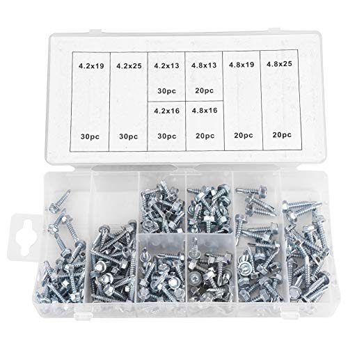 200 Stück Selbstschneidende Schrauben, Sechskant-Selbstbohrende Schrauben Metall Selbstschneidende Bohrschrauben Sortiment Kit Set von Oumefar