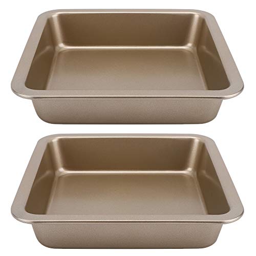 22x22x4 6cm Backform 2 teilige quadratische Kuchenform Backform aus Kohlenstoffstahl Kuchenform Backformen Antihaft Backblech Käsekuchen Pizzaform Tablett(Gold) von Oumefar