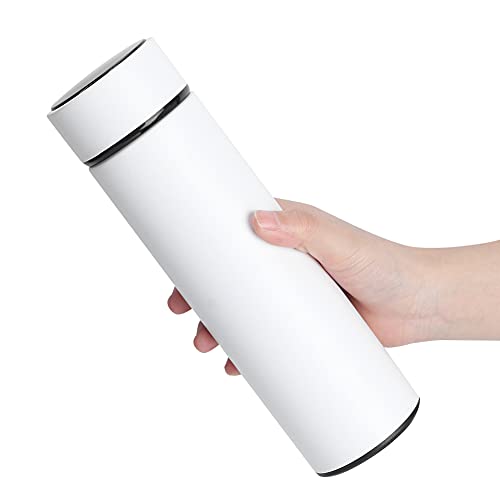 Oumefar 500 ml Thermoskanne Edelstahl-Vakuumflasche mit LED-Temperaturanzeige Deckel Auslaufsicher Isolierte Wasserflasche Mehrzweck Vakuumbecher(Weiß) von Oumefar