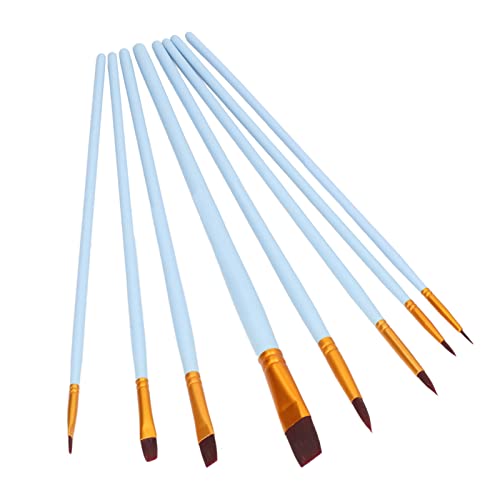 8-teiliges Pinsel-Set, Pinsel, Verschiedene Pinselköpfe, Borsten, Aquarell, Ölfarbe, Acryl-Malpinsel-Set mit Blauem Stab von Oumefar