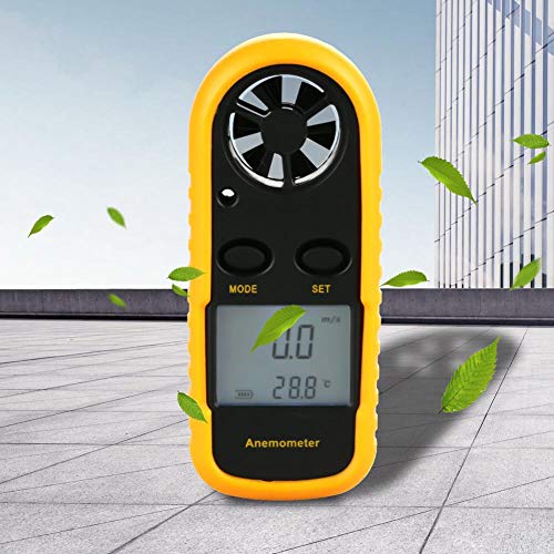 Digitaler Temperaturmesser Windgeschwindigkeitsmesser Thermometer LCD-Anzeige für den Innen- und Außenbereich zum Testen der Windflussgeschwindigkeit Wind Chill von Oumefar