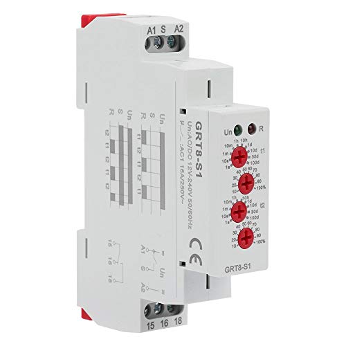 GRT8-S1 AC/DC 12-240V Mini-Asymmetric-Cycle-Timer-Relais 35-mm-DIN-Schiene Ein-/Ausschalten Wiederholen Sie den Verzögerungszeit-Relaisschalter für industrielle Steuerung von Oumefar