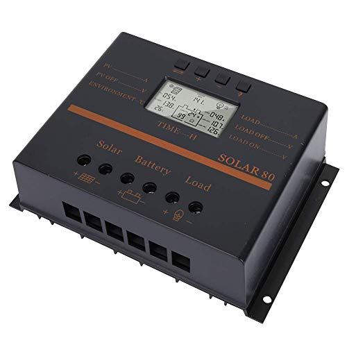 LCD Anzeige USB Ladeschnittstelle 12V / 24V 80A PWM Solarladeregler Regler Solarpanel Laden Solar80 für die Generatorsteuerung von Oumefar