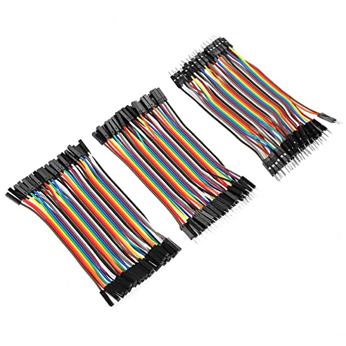 Oumefar 10cm Breadboard Stecker bunte 10cm Breadboard Überbrückungsdrähte Flachbandkabel Kit 40pin Stecker zu Stecker/Buchse Buchse zu Buchse für Steckbrett von Oumefar