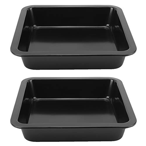 Oumefar 22x22x4 6cm Backform 2 teilige quadratische Kuchenform Backform aus Kohlenstoffstahl Kuchenform Backformen Antihaft Backblech Käsekuchen Pizzaform Tablett(Black) von Oumefar
