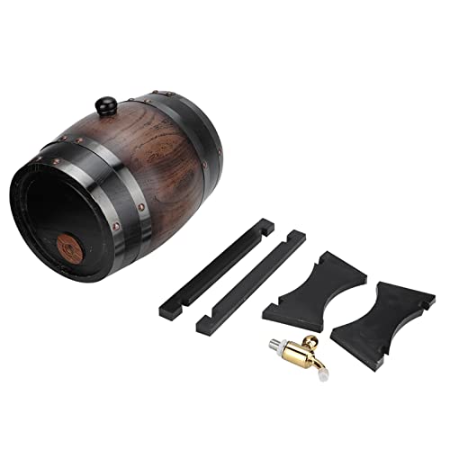 Oumefar 3L Eichenholz Weinfass Schwarz Eiche Holz Weinbrand Whisky Behälter Bourbon Tequila Eiche Fass Weinkübel mit Spenderhahn von Oumefar